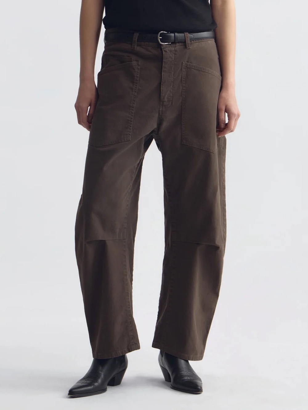 Nili Lotan brown Shon barrel leg pants